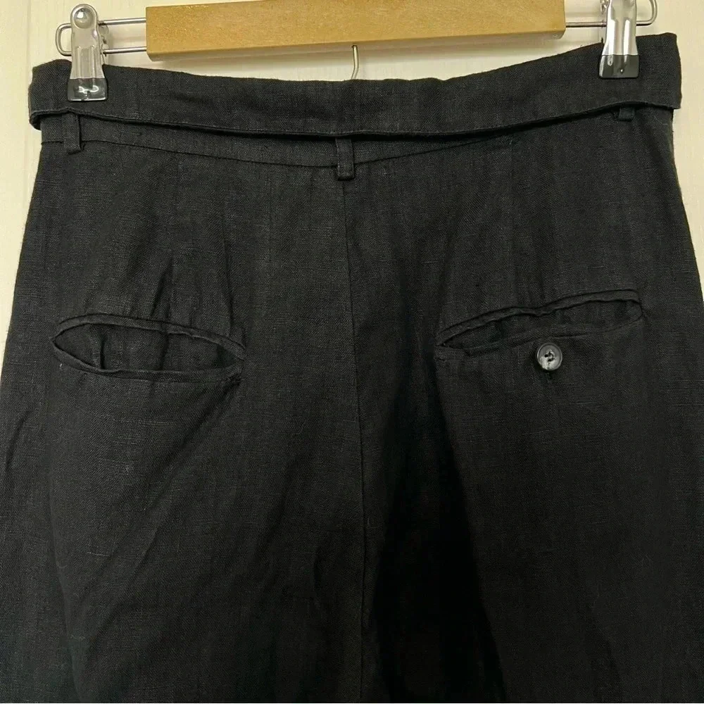 Reformation Pants Foldover Waistband Pleated Cuffed Hem Pockets Size 4 Black